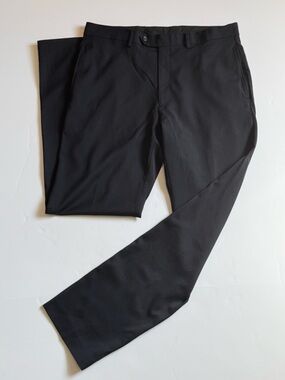 Lauren Ralph Lauren Dark Navy Blue Wool Dress Pants 34x32 Stretch Flat Front
